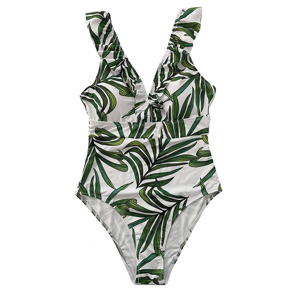 Striped Ruffled Swimwear