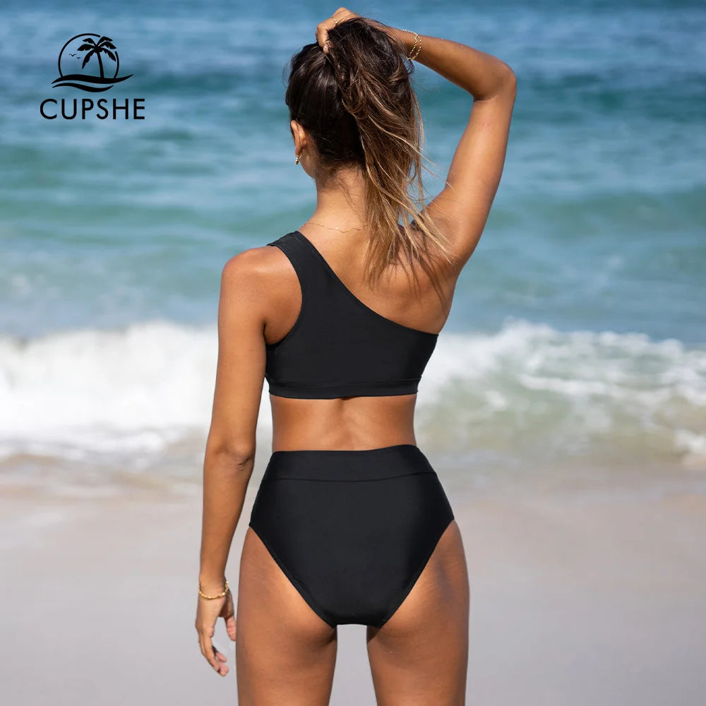 Black Mesh High Waist Bikini Set