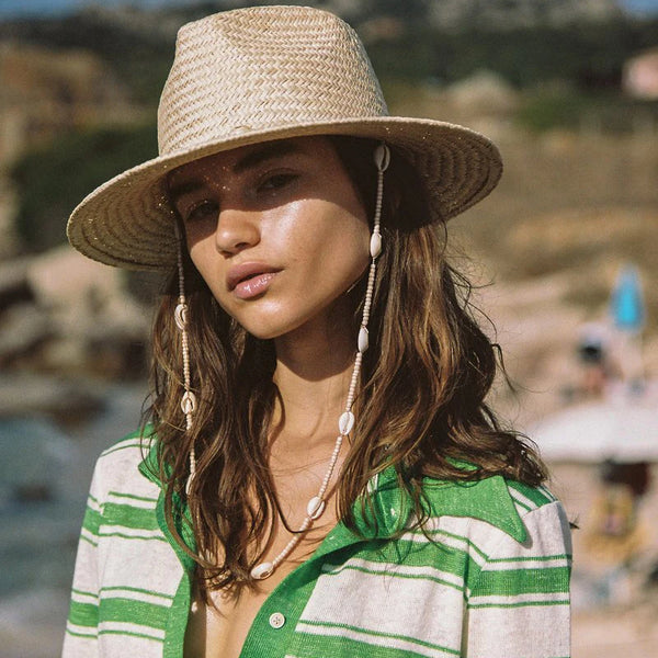 Beach Hats With Seashells Beaded Chain