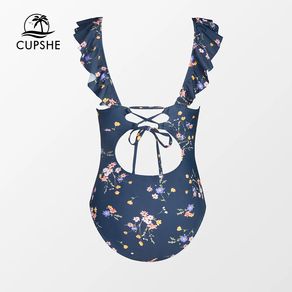 Vintage Floral One Piece Swimwsuit