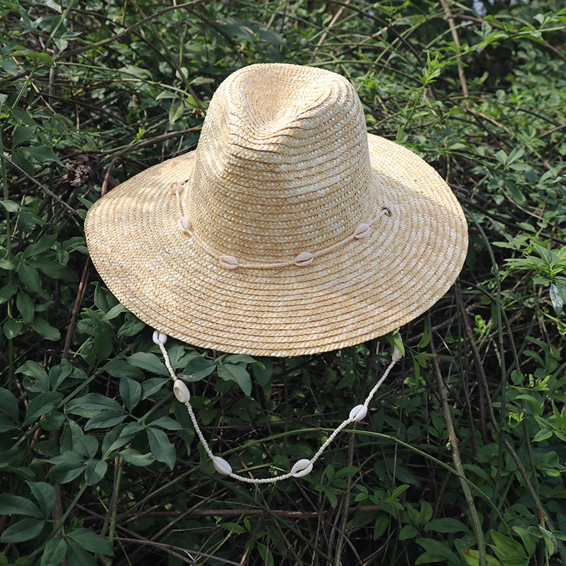 Beach Hats With Seashells Beaded Chain